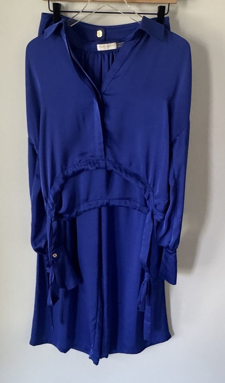 RAMY BROOK SET Blue Rumer Wide Leg Cargo Pants Size 4 Matching Satin Top XS EUC